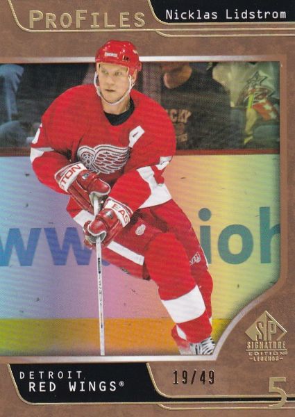 insert karta NICKLAS LIDSTROM 20-21 SP Signature Legends Profiles Bounty Gold /49